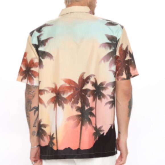 Cameron Short Sleeve Button Down Shirt - Palm Print - Men's Sizes - NWT - Picture 3 of 3